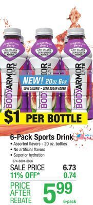 Menards Bodyarmor mamba forever strawberry grape sports drink - 6 pack offer