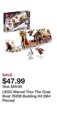 Kohl's Lego marvel thor the goat boat 76208 building kit (564 pieces) offer