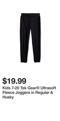 Kohl's Kids 7-20 tek gear ultrasoft fleece joggers in regular & husky offer