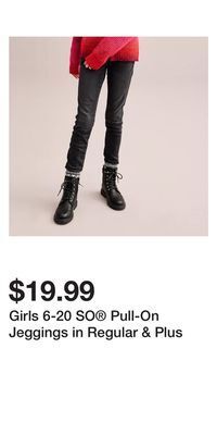 Kohl's Girls 6-20 so pull-on jeggings in regular & plus offer