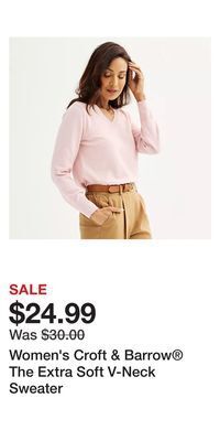 Kohl's Women's croft & barrow the extra soft v-neck sweater offer