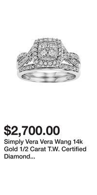 Kohl's Simply vera vera wang 14k gold 1/2 carat t.w. certified diamond square halo engagement ring set - size: 7 offer