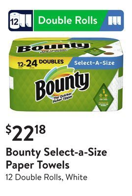 Walmart Bounty select-a-size paper towels offer