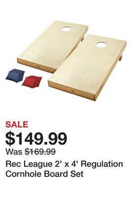 Dick's Sporting Goods Rec league 2' x 4' regulation cornhole board set offer