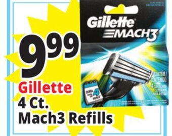 Ocean State Job Lot Gillette mach3 razor blade refills, 4 count offer