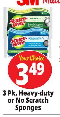 Ocean State Job Lot 3 pk. heavy-duty or no scratch sponges offer