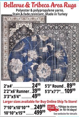 Ocean State Job Lot Bellevue & tribeca area rugs offer