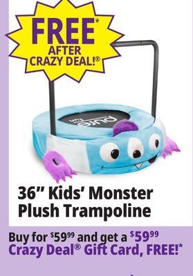 Ocean State Job Lot Pure fun 36 monster plush jumper trampoline with handrail offer