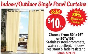 Ocean State Job Lot Indoor/outdoor single panel curtains offer