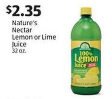 Aldi Nature's Nectar Lemon or Lime Juice offer