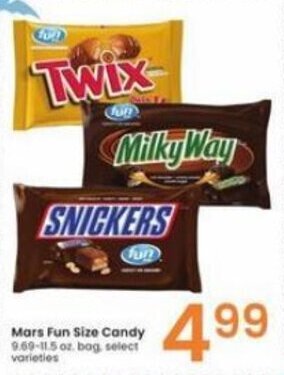 Albertsons Mars Fun Size Candy 9.69-11.5 oz. offer