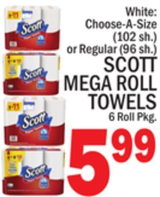 C Town Scott mega roll towels 6 roll pkg offer