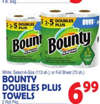 Bravo Supermarkets Bounty doubles plus towels 2 roll pkg offer