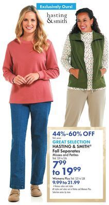 Boscov's Hasting & smith fall separates offer