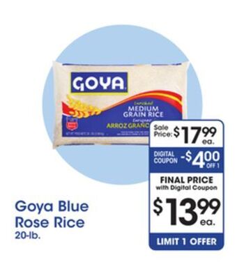 Price Rite Goya blue rose rice offer