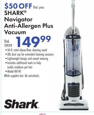 Boscov's Shark navigator anti-allergen plus vacuum offer