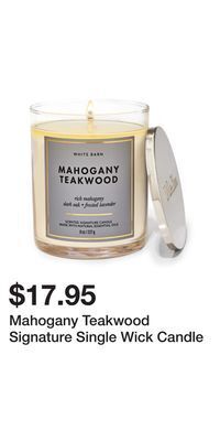 Bath & Body Works Mahogany teakwood signature single wick candle offer