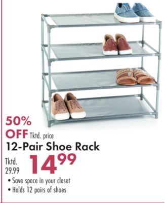 Boscov's 12-pair shoe rack offer