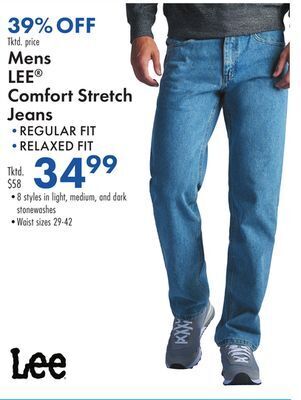 Boscov's Mens lee comfort stretch jeans offer
