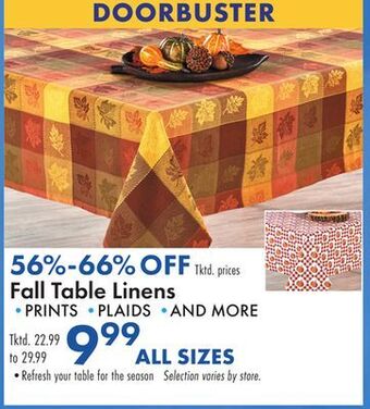 Boscov's Fall table linens offer