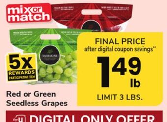ACME Red or green seedless grapes offer