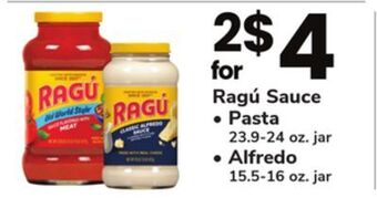 ACME Ragú sauce pasta 23.9-24 oz. jar alfredo 15.5-16 oz. jar offer