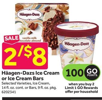 Stop&Shop Häagen-dazs ice cream or ice cream bars offer