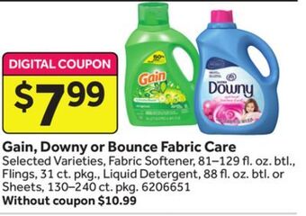 Stop&Shop Gain, downy or bounce fabric care offer