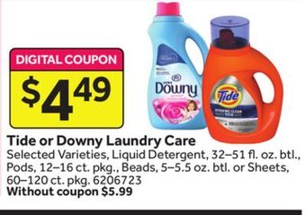 Stop&Shop Tide or downy laundry care offer
