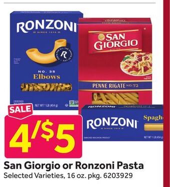 Stop&Shop San giorgio or ronzoni pasta offer