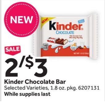 Stop&Shop Kinder chocolate bar offer