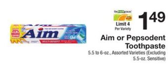 The Fresh Grocer Toothpaste offer