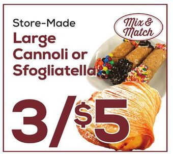 DeCicco & Sons Large cannoli or sfogliatella offer