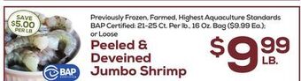 DeCicco & Sons Peeled & deveined jumbo shrimp offer