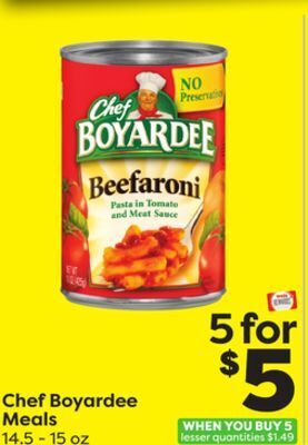 Weis Markets Chef boyardee meals offer