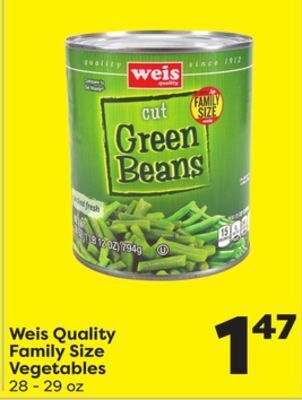 Weis Markets Weis quality family size vegetables offer