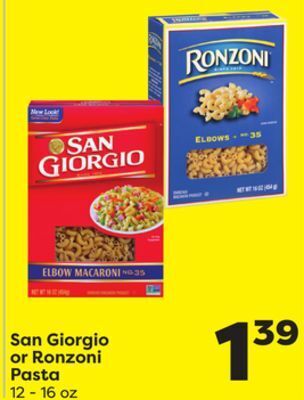 Weis Markets San giorgio or ronzoni pasta offer
