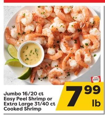 Weis Markets Jumbo 16/20 ct easy peel shrimp or extra large 31/40 ct cooked shrimp offer