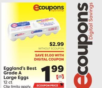 Weis Markets Eggland's best grade a large eggs offer