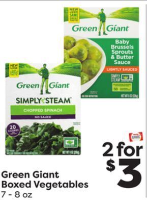 Weis Markets Green giant boxed vegetables offer