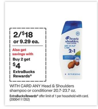 CVS Any head & shoulders shampoo or conditioner 20.7-23.7 oz offer