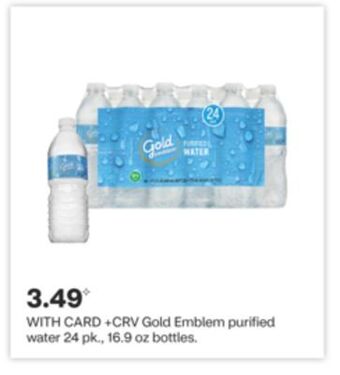 CVS Gold emblem purified water 24 pk., 16.9 oz bottles offer