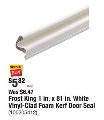 The Home Depot Frost king 1 in. x 81 in. white vinyl-clad foam kerf door seal offer