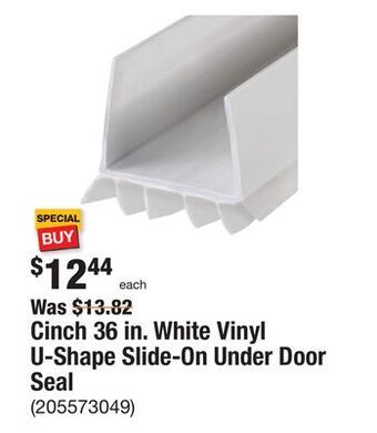 The Home Depot Cinch 36 in. white vinyl u-shape slide-on under door seal offer