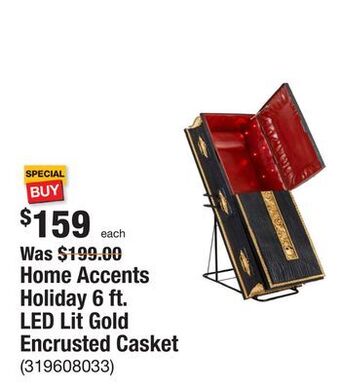 The Home Depot Home accents holiday 6 ft. led lit gold encrusted casket offer