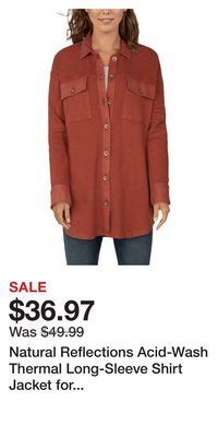 Cabela's Natural reflections acid-wash thermal long-sleeve shirt jacket for ladies offer
