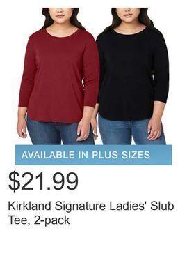 Costco Kirkland signature ladies' slub tee, 2-pack offer