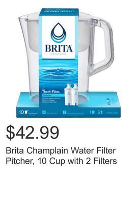 Costco Brita champlain water filter pitcher, 10 cup with 2 filters offer