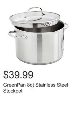 Costco Greenpan 8qt stainless steel stockpot offer