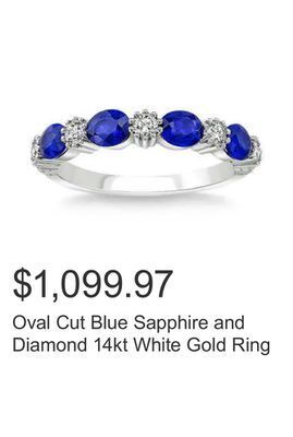 Costco Oval cut blue sapphire and diamond 14kt white gold ring offer